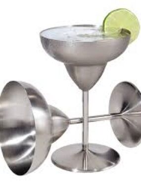 Margarita Glasses Set of 2 ,entertaining, brushed stainless steel, dessert